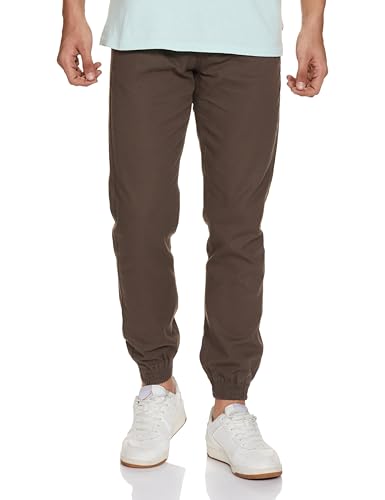 Image of The Indian Garage Co Men Slim Fit Solid Mid-Rise Joggers