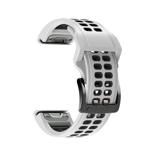 guoren Correa de Reloj de Silicona de 22MM y 26MM fit for Garmin Fenix ​​7X 7 6X 6 Pro Fenix ​​5X 5 Plus Forerunner 945(White Black,22mm)