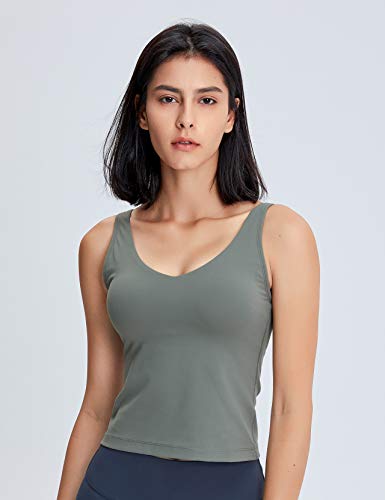 Image of POSHDIVAH Longline Sports Bra Workout Tank Tops | Padded, Removable Pads, Built in bra, Wirefree, Buttery Smooth, Soft, Fitness, Running, Yoga, Wide Straps, U-back