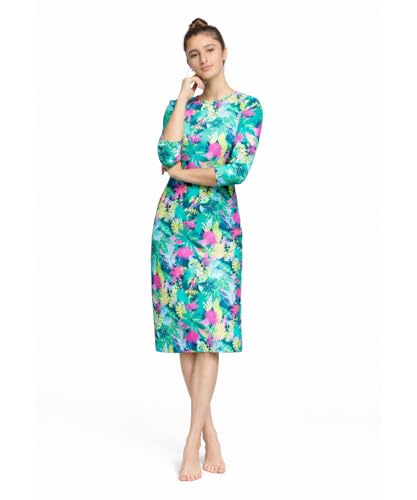 modest swim dress Shira Swimsuit for Women | Dress, Full Coverage Bathing Suit | 3/4 Sleeve Tznius UPF 50+ How to tie a small through xx Sexy & Hot Color:Rose Multi