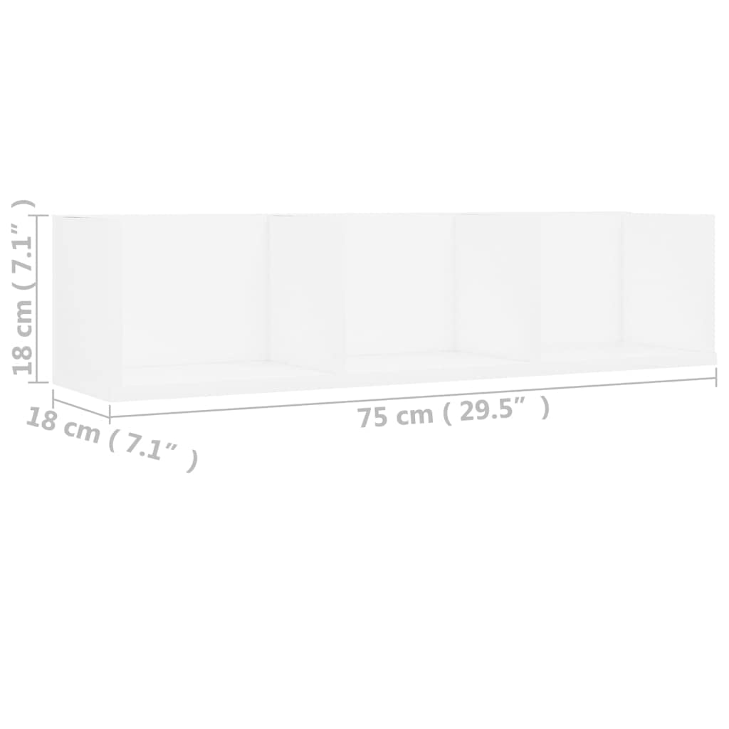 Mensola da parete per CD, 75 x 18 x 18 cm, moderna scaffale per DVD con 3 scomparti, robusta mensola da parete in legno per collezione musicale e dischi in vinile, salvaspazio