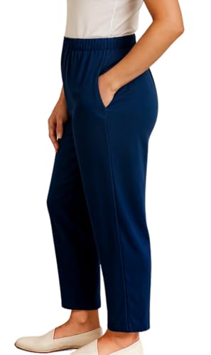 Turtle Bay New York Plus Size Women's Knit Straight Leg Elastic Waist Sweatpants with Flat Front Waistband4