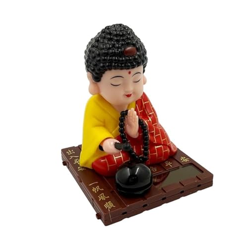 Image of CraftVatika Buddha Solar Powered Moving Head and Hand Sitting Buddha Feng Shui Items for Good Luck, for Money, Home Decor Items, Show Pieces for Home Decor | Car Dashboard | Home Office Desk
