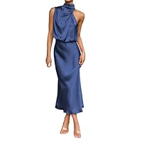 Cenlang Robe Longue Ete Femme Robe Dos Nu Femme Tenues éLéGante Paillette Disco Courte Devant Longue Derriere Style Annees 50 Pois Rouge