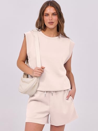 Image of ANRABESS Two Piece Sets for Women 2026 Summer Short Lounge Set Casual Beach Vacation Outfits Spring Sweatsuits Tracksuit