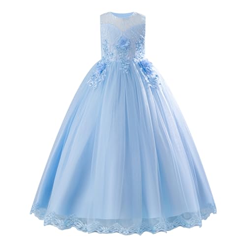 Robe longue en dentelle pour fille finitions haut de gamme
