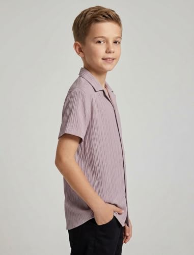 Image of Vikita Enterprise Kid Boy's Cotton Solid Shirt with Spread Collar Neck Half Sleeves Button Closure Curved Hem Length | Shirt For Kids Boys
