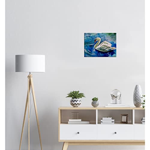 Art mural cygne toile encadrée 30x40 cm pour mur vide