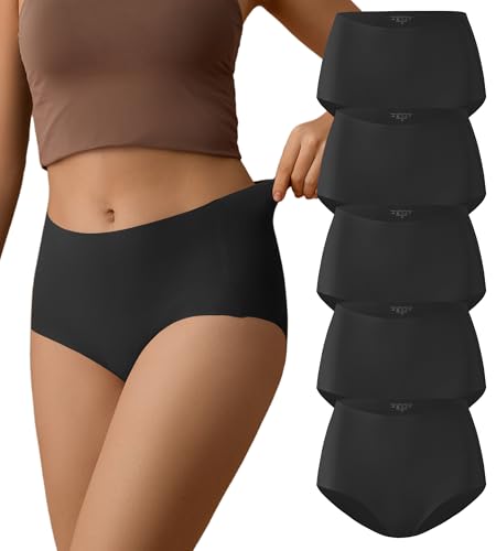 SHARICCA Calzoncillos sin costuras para mujer, cintura alta, elásticos, transpirables, sin costuras, delgados y ligeros, sin costuras, panties, Multicolor B, XS