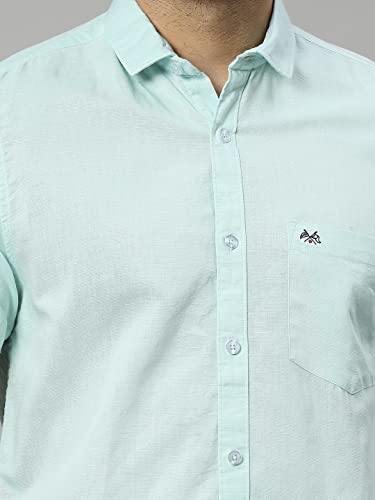 Image of Thomas Scott Men's | Solid | Half Sleeve | Slim Fit | Linen Blend | Spread Collar | Casual Shirt