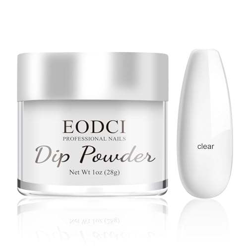 eodci Dip Powder Clear Color 1 Oz/28g Nail Dipping Powder French Nails Art Starter Manicure DIY Salon Home Gift for Women No Need Nail Lamp Cured