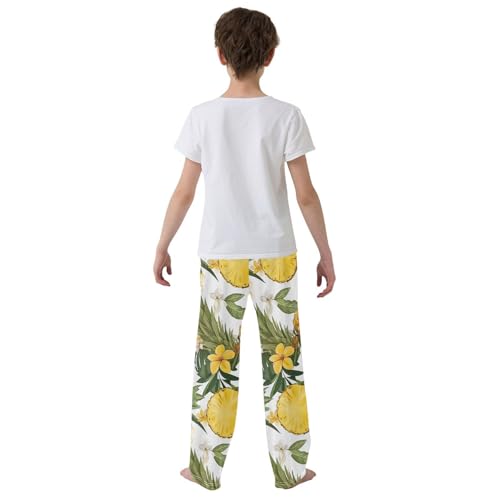 Pineapple White Flower Pajama Pants Long Sleep Pant Soft PJ Bottoms Sleepwear3