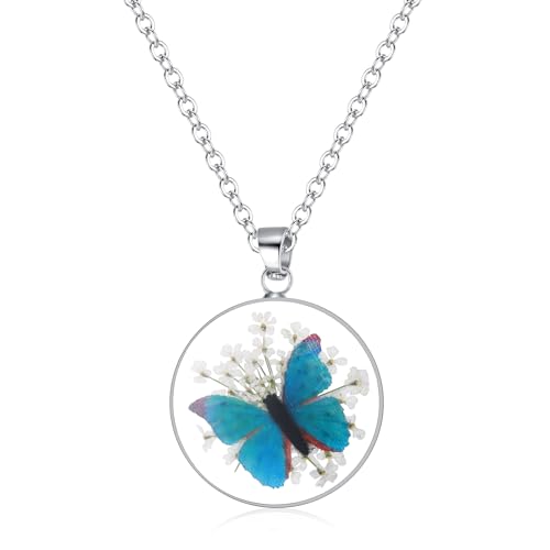 Butterfly Necklace | Pressed Wildflower Necklace | Resin Necklace | Personalized | Handmand Pressed | Gift for Women ﻿