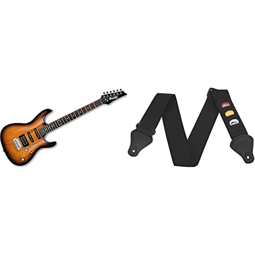 Ibanez GSA60-BS Guitare électriques, Brown Sunburst & TIGER STP4-BK Sangle pour Guitare avec rangement pour médiators… - Les Beatles, Paul McCartney, John Lennon, RIngo Starr, George Harrison Ibanez GSA60-BS Guitare électriques, Brown Sunburst & TIGER STP4-BK Sangle pour Guitare avec rangement pour médiators…
