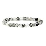 Natural Black Rutilated Quartz Gemstone 6mm Round Beads Stretch Bracelet 7' Unisex
