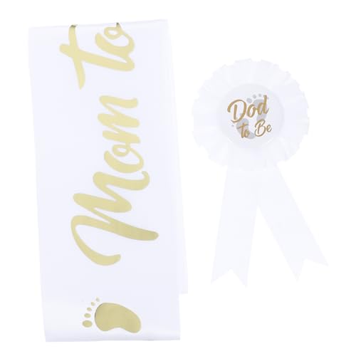 GARVALON 1 Juego Insignia De Correa De Fiesta Juguetes Puesto Equipo Fajas Cinturón Decoración Cinturon Lumbar Mamá a Ser Faja Para Shower Padre Para Ser Insignia Hojalata