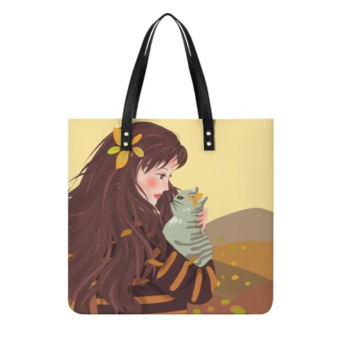 Sac à main shopper chat pour femmes : grand sac à bandoulière de voyage