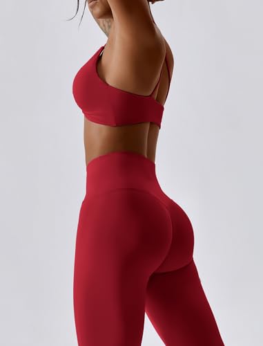 Image of ABOCIW Workout Sets for Women Twist Front Halter Sports Bras High Waist Legging 2 Piece Exercise Gym Yoga Outfit