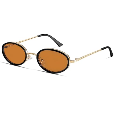 Image of boten Retro Oval Sunglasses for Women 90s Small Gold Frame Sun Glasses Lightweight Cute Chic Sunnies