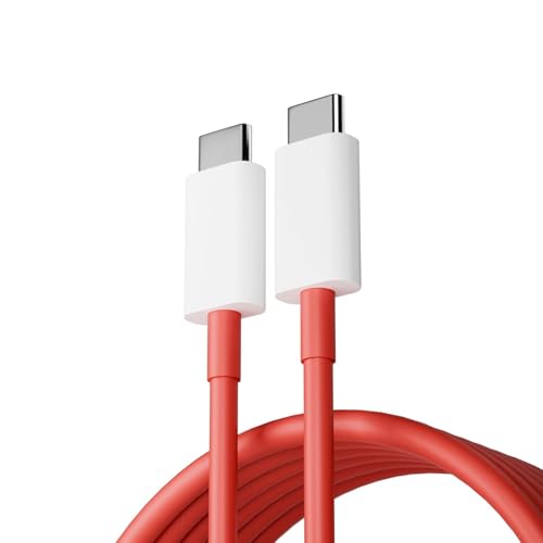 Image of 65W OnPlus Dash Warp Charge Cable | 6.5A USB Type C to C PD Data Sync Fast Charging Cable Compatible with One Plus 8T / 9 / 9R / 9 Pro / 9RT / 10R / Nord & for All Type C Devices 1 Meter (Red)