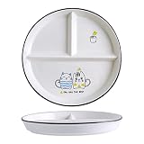 Bicuzat 1 PCS Ceramic Portion Control Plate Divided Dish for Healthy Eating and Weight Loss Divided