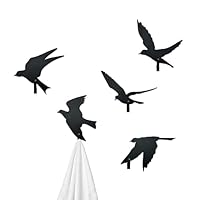 Thungeek 5 PCS Decorative Coat Hooks â Metal Unique Bird Wall Hooks for Home Decor, Matte Black Durable Decorative Wall Hooks for Coats, Keys, Hats & More