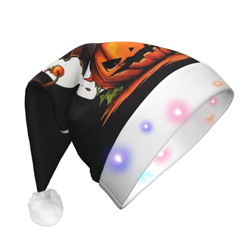 Bkdogkt Sombrero de Navidad con luces para hombre y mujer, con estampado de calabaza, para Halloween, Navidad, suministros para fiestas