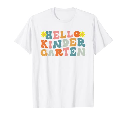 Hello Kindergarten Retro Teacher Student Kids Back to School Camiseta