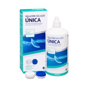 Solución única para lentes de contacto blandas con ácido hialurónico contiene un estuche portalentes Bote 360 ml