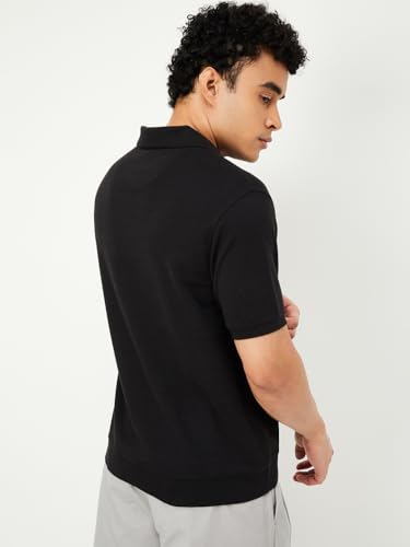 Image of Max Men's Half Sleeves Textured Johnny Collar T-Shirt