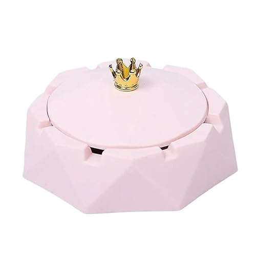FUHAI-666 Cendriers Cendrier Rond en Acier Inoxydable, résistant au Vent, avec Couvercle Rotatif, for la Maison, Le Jardin, l'extérieur et l'intérieur. Cendriers Accueil(Pink)