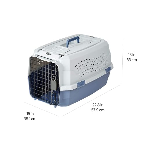 Amazon Basics zweitürige, überladbare Hund hütte, 58L x 38W x 33H cm, Blau