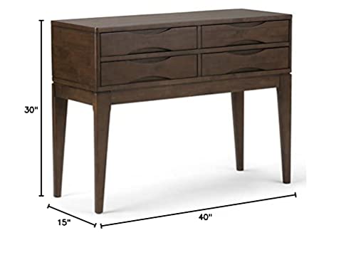 Simplihome Harper Solid Wood 40 Inch Wide Mid Century Modern Hallway Console Sofa Entryway Table In Walnut Brown With Storage, 4 Drawers , For The Living Room, Entryway And Bedroom #TOP6