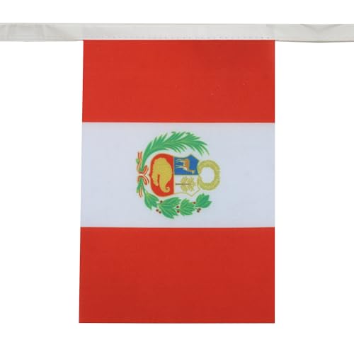 Image of AZ FLAG Peru 6 meters BUNTING Flag 20 flags 9'' x 6'' - Peruvian STRING flags 15 x 21 cm