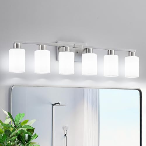 DIDUIO 6-Light Bathroom Vanity Light Brushed Nickel