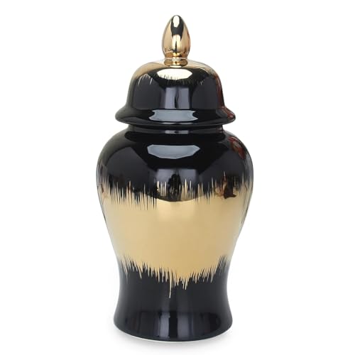 MJMLUCK Vase en céramique doré Noir Royal - Vase décoratif