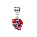 'Red Hat charm' in red and purple enamel for modern large hole snake chain charm bracelet