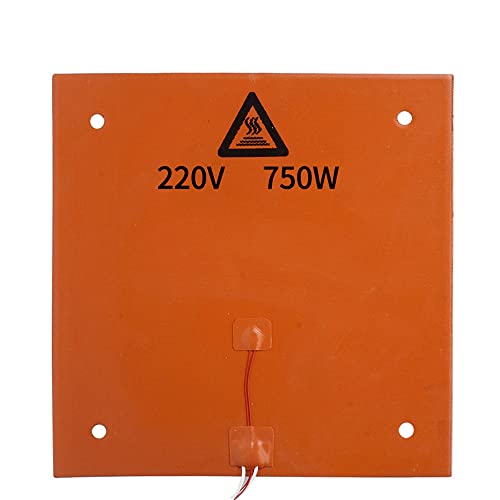 VOANZO 3D Printer Silicone Heater 12.2X12.2 inch 220V 750W Hotbed Mat Heated Bed Pad with Thermistor Strong Adhesive Bac