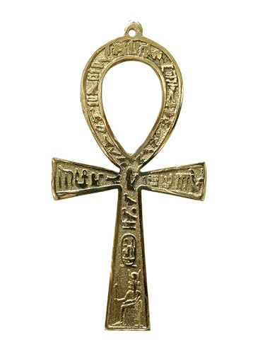 Horus Artesanía de Egipto Anj ANK Llave de la Vida Amuleto Protector en el Antiguo Egipto. Bronce Hecho a Mano en El Cairo. 8 x 17 cm
