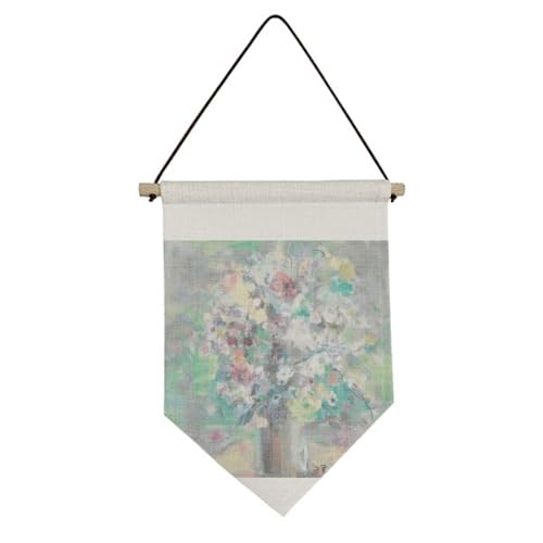 Peinture à l'huile nature morte de fleurs sur toile drapeau à suspendre déco