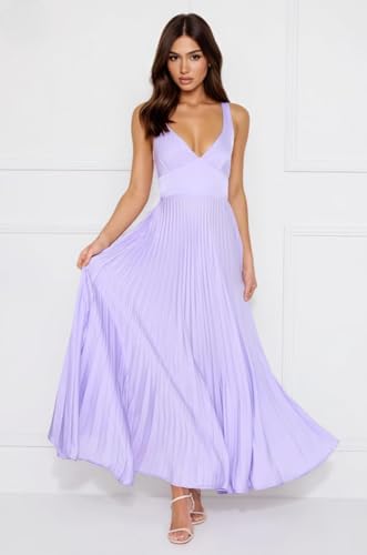 Pleated Satin Bridesmaid Dresses for Women Tea Length Midi Prom Dress V-Neck Long Formal Evening Party Gown for Wedding4