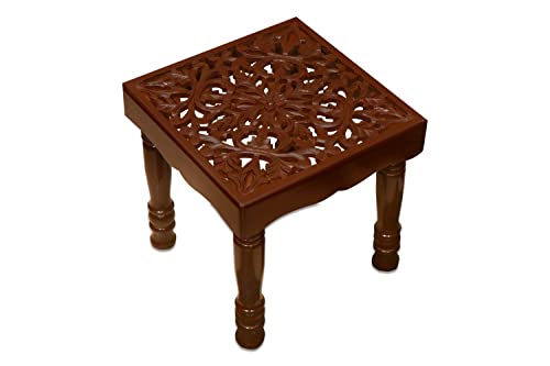 Image of Wooden Stool Table Solid Wood Best Used as Bedside Corners Footrest Foot Step Stool Tea Coffee Plants for Living Room Outdoor Furniture Pre-Assembled Brown