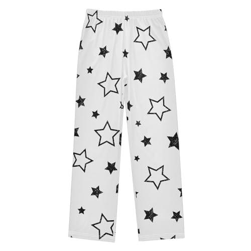 Boys' Pants Black Stars White Simple Long Bottoms Jogger Pants Elastic Waist Trousers with Pockets S-XL