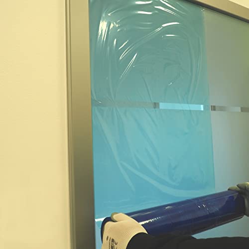 ToolSpace Glasschutzfolie - 50 cm x 75 m - 45 µm - Fensterschutzfolie Selbstklebend Blau - Oberflächenschutzfolie Selbsthaftend - Abdeckfolie, PE-Folie UV beständig - Malerschutzfolie - Blaufolie