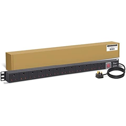 Dynamode 12 Way Vertical 13a Switched Power Distribution Unit (PDU) For Server Cabinets Made Of Aluminum Alloy With UK Plug input 19" Rackmount , 1.8M Cable for Home and Office Cover