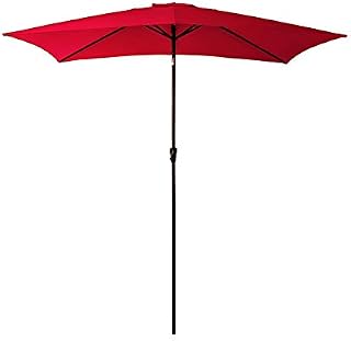 FLAME&SHADE 2 x 3m Rectangular Outdoor Market Garden Parasol Patio Table Umbrella with Tilt and Crank,Navy Blue