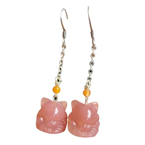 Boucles d'oreilles Argent S925 avec agate renard et jade naturel pour yoga
