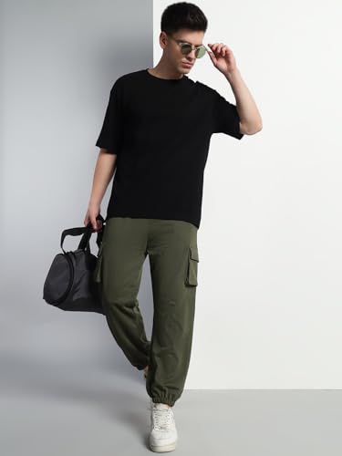 Image of Q - RIOUS Men Cargo || Men Cargo Pants || Men Cargo Pants Cotton || Cargos for Men, Black, 28