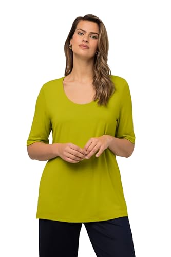 T-shirt vert col en V Ulla Popken idéal pour un look de bureau élégant