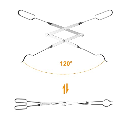 Safbbcue 40" Fire Pit Poker And 36" Log Grabber Fireplace Tongs -Heavy Duty Stainless Steel Fire Pit Tool Kit For Outdoor Fire Pits, Campfire #TOP1